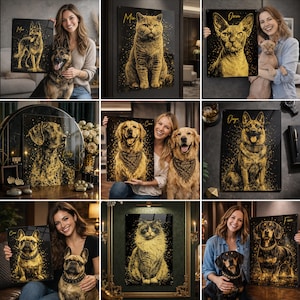 Digitale handgeschilderde portretten aangepast huisdierportret met huisdierfoto hond kat cadeau huisdier herdenkingskunst huisdier verlies cadeau gepersonaliseerd cadeau van foto