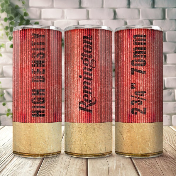 Shotgun Shell Tumbler Seamless Design, PNG Sublimation Design, 20oz Skinny Tumbler, Tumbler Wraps, Metal Tumbler, Dad Tumbler