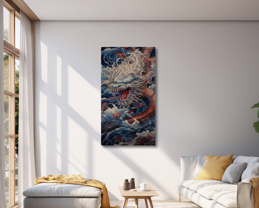 Japanese Dragon Wall Art, Japanese Wall Art Canvas Wall Art, Japanese Art Wall Art Decor for