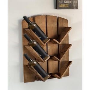 Wooden Wine Rack – Handcrafted Wall Mounted Wine Holder, Rustic Home Decor, Modern Wine Storage | Wine Lover Gift Idea, Vintage Wooden Decor