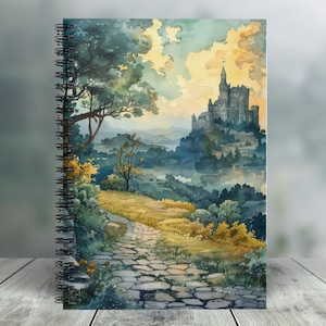 Watercolor Castle Journal: Medieval Landscape Spiral Notebook