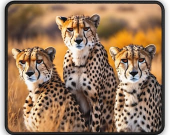 Cheetah Mouse Pad, Wild Cats in Grassy Habitat, Large 9x7 Gaming Pad, Endangered Wildlife, Cheetah Art for fans of Big Cats
