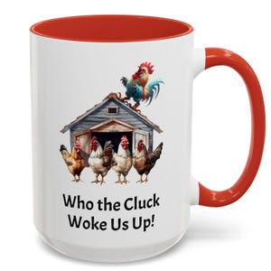 Funny Angry Chickens Coffee Mug: Rooster Coop Design, Colorful Accents Cups