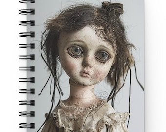 Creepy Dolls Notebook: Laminated Cover, Spooky Journal, Color on Four Pages