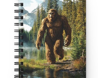 Sasquatch Notebook: Bigfoot in Forest, Four Color Images