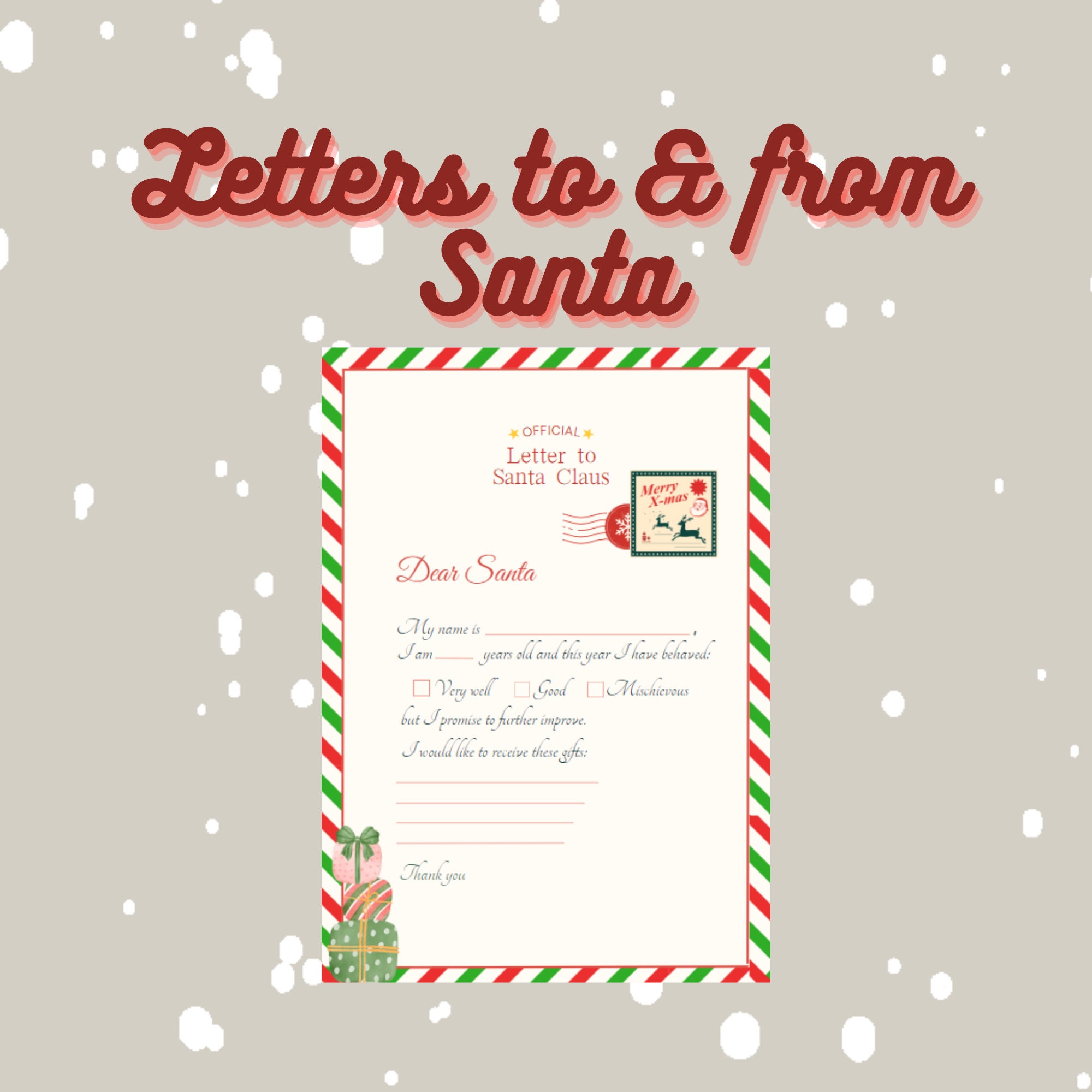 Printable to and From Santa Letter Templates - Etsy
