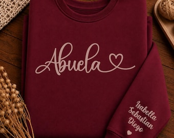 Personalized Abuela Sweatshirt, Spanish Grandma Gift, Abuela Sweatshirt with Grandkids Names, Gift For Abuela