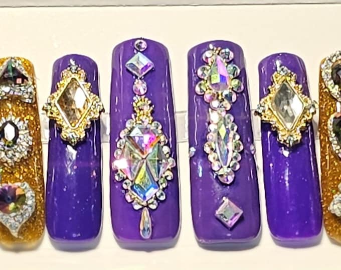 Featured listing image: Royal purple and gold reflective glitter