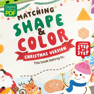 Libro ocupado de actividades navideñas, Forma a juego, Clasificación de colores, Montessori imprimible para niños pequeños, jardín de infantes, educación en el hogar, preescolar
