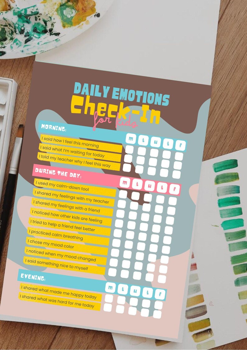 Printable Emotions Chart for Kids | Daily Feelings Check-in | Preschool ...