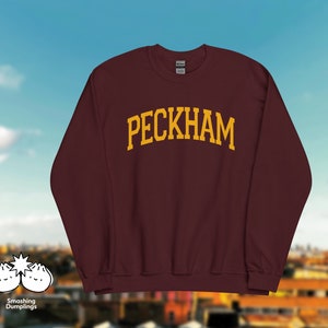 The &quot;Peckham&quot; Varsity Sweater | South London Local, American College Sweatshirt, Jumper, Sports Shirt, Unisex, Gifts for Him, for Her