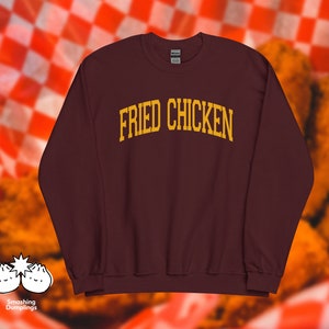 The &quot;Fried Chicken&quot; Varsity Sweater | Foodie, American College Sweatshirt, Sports Shirt, Unisex, Gifts for Him, for Her, for Them
