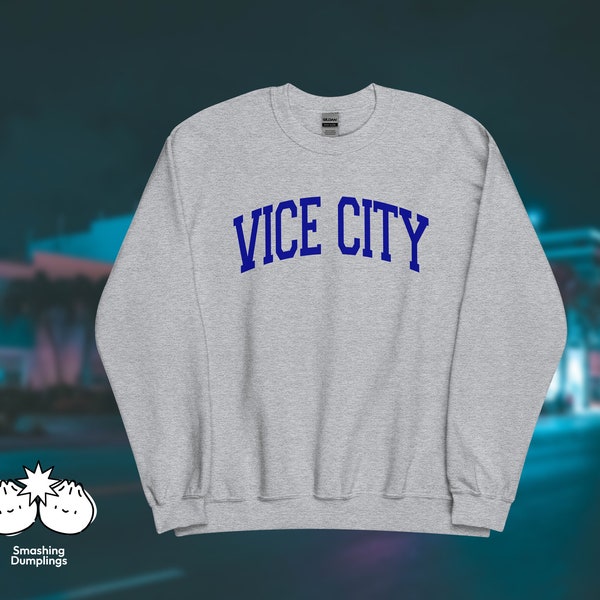 The "Vice City" Varsity Sweater | GTA, Gamer, American College Sweatshirt, Jumper, Sports Shirt, Unisex, Gifts for Him, for Her