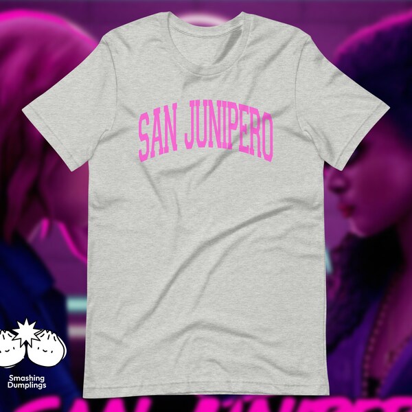 The "San Junipero" Varsity T-Shirt | Black Mirror TV Show, Netflix, American College Tee, Sports Shirt, Unisex, Gifts for Him, for Her, Them