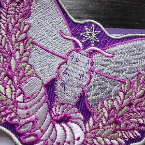 Sylvian Moth Iron-On Patch: Embroidered Applique (4x3)