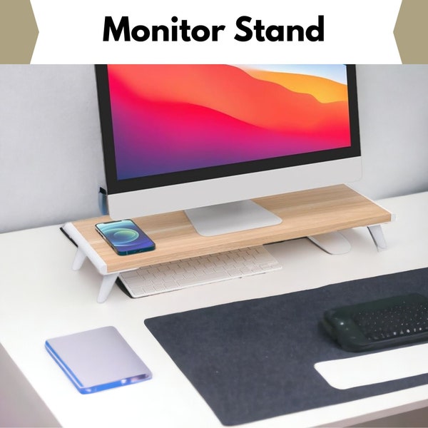 Wooden Monitor stand for desk, Computer Monitor Riser, Computer Stand, Wood Laptop Stand Desk, Desk shelf, Monitor stand,Wood desk organizer