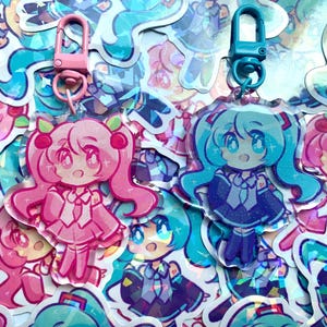 Hatsune Miku + Sakura Miku Keychains | Cute Vocaloid Acrylic Charms