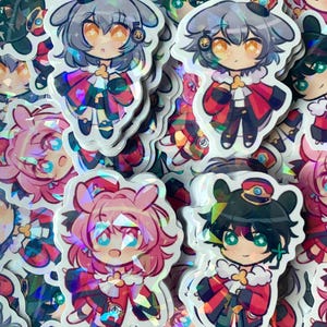 Honkai Star Rail HSR Stickers (Trailblazer Stelle, Caelus, March 7th, Dan Heng) Cute Pompom Holographic Waterproof Stickers