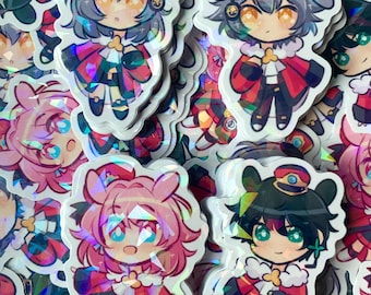 Honkai Star Rail Stickers (Trailblazer Stelle, Caelus, March 7th, Dan Heng) | Cute HSR Holographic Waterproof Laptop Stickers