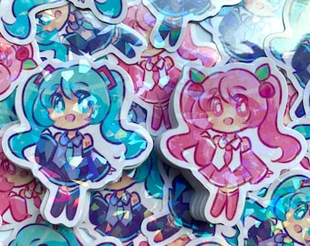 Hatsune Miku + Sakura Miku Stickers | Cute Holographic Waterproof Vocaloid Stickers