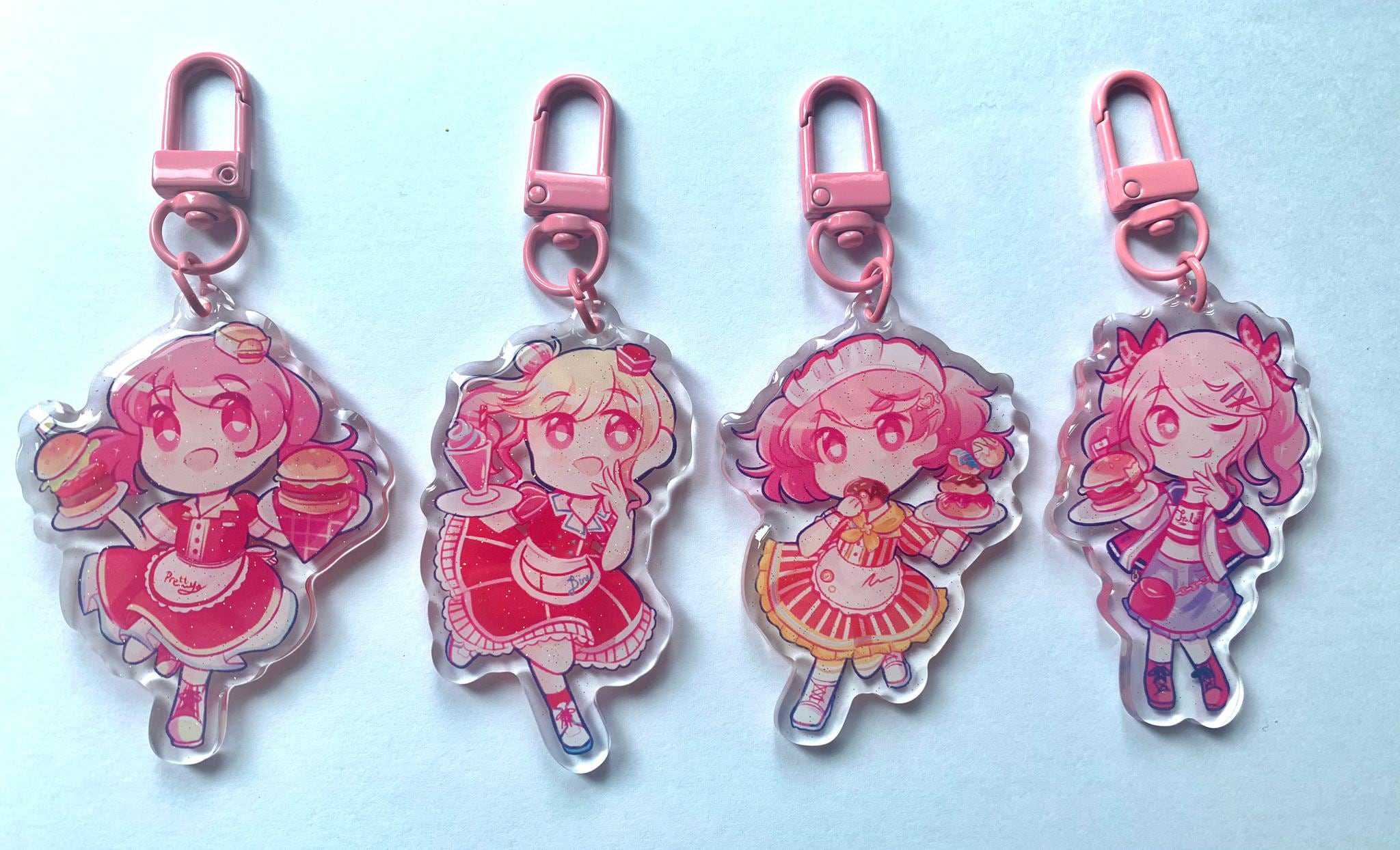 Project Sekai Pink Diner Acrylic Keychains (Emu Otori, Saki Tenma, Airi Momoi, Mizuki Akiyama) Cute PJSK Charms