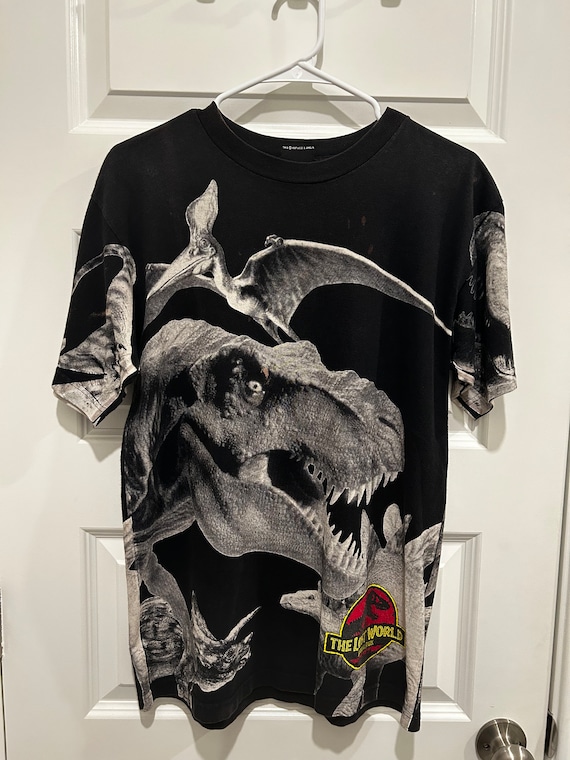 T-shirt Vintage Jurassic Park 1993 Promotion Film - Imprimé Intégral AOP XL - Hanes Original Neuf Avec étiquettes