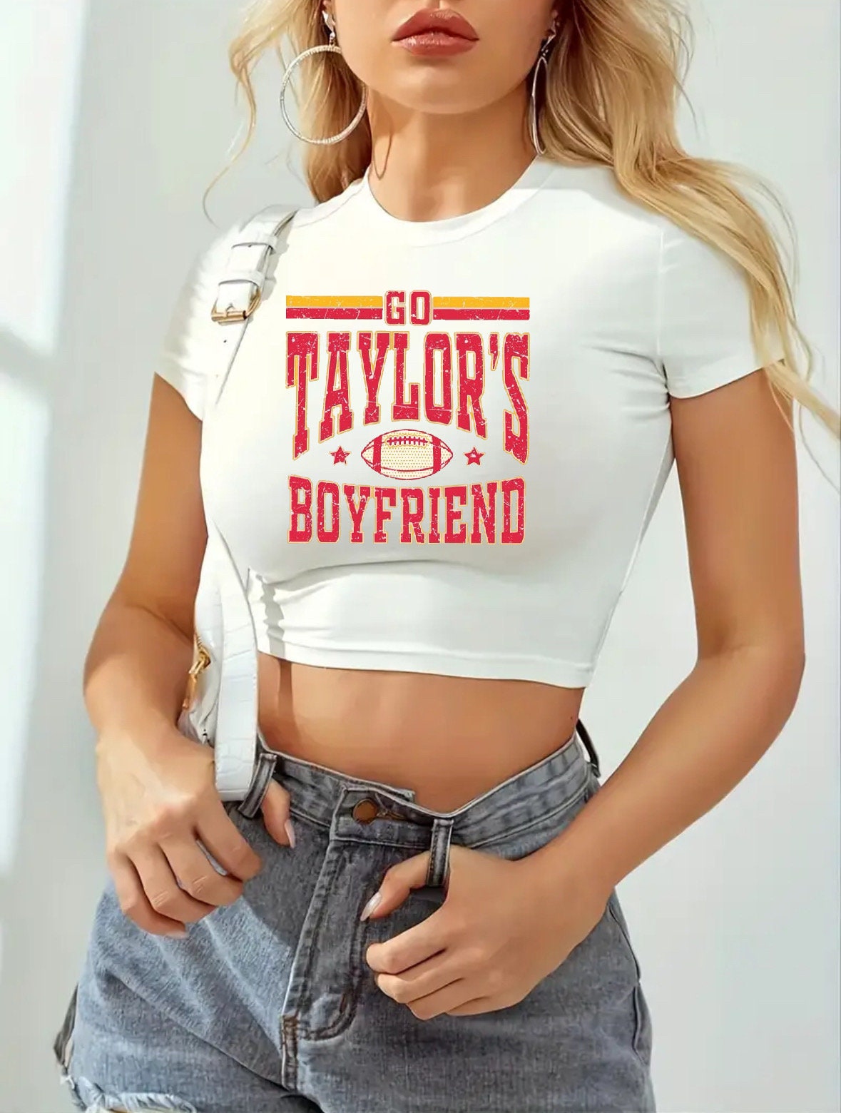 Go Taylor's Boyfriend Taylor Crop Top Shirt, Taylor Flowy Cropped Tee