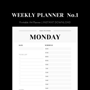 PRINTABLE Weekly Planner No.1 | Printable To Do List, Daily Planner, Weekly Planner, 5 pages PDF Printable A4 | Instant Download