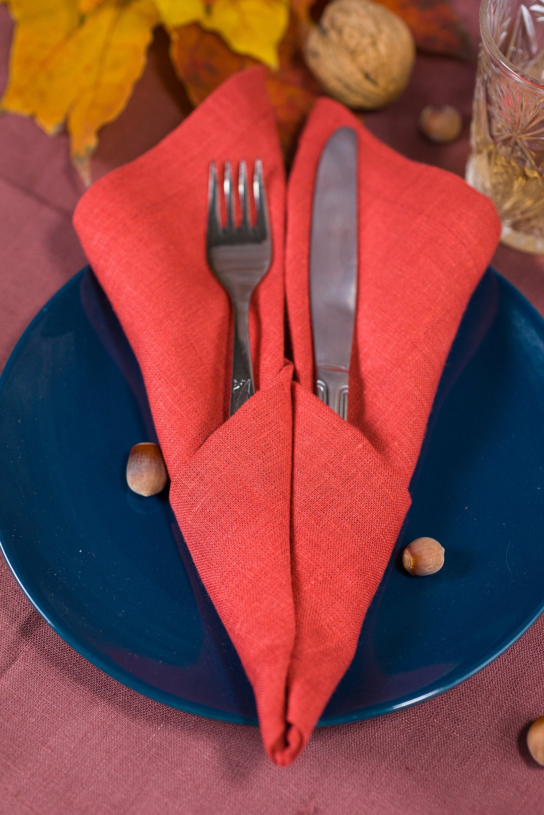 Coral Linen Napkin. Table Linens, Table Decor. Organic Linen Cloth
