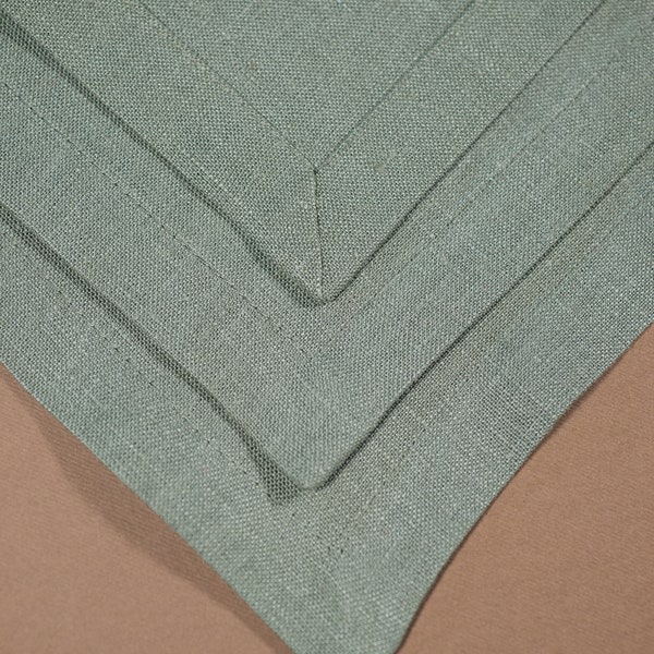 Sage linen natural dinner napkins. Table kitchen gift. Light green linen napkins. Decoration napkins