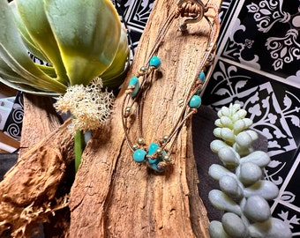 Anklet, leather, turquoise, peace, retro, boho, hippie, surfer, vintage, beach, vacation