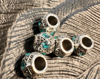 Dread bead rhinestone glitter silver turquoise dread jewelry dreadbead