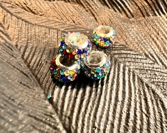 Dread bead rhinestone glitter colorful dread jewelry dreadbead