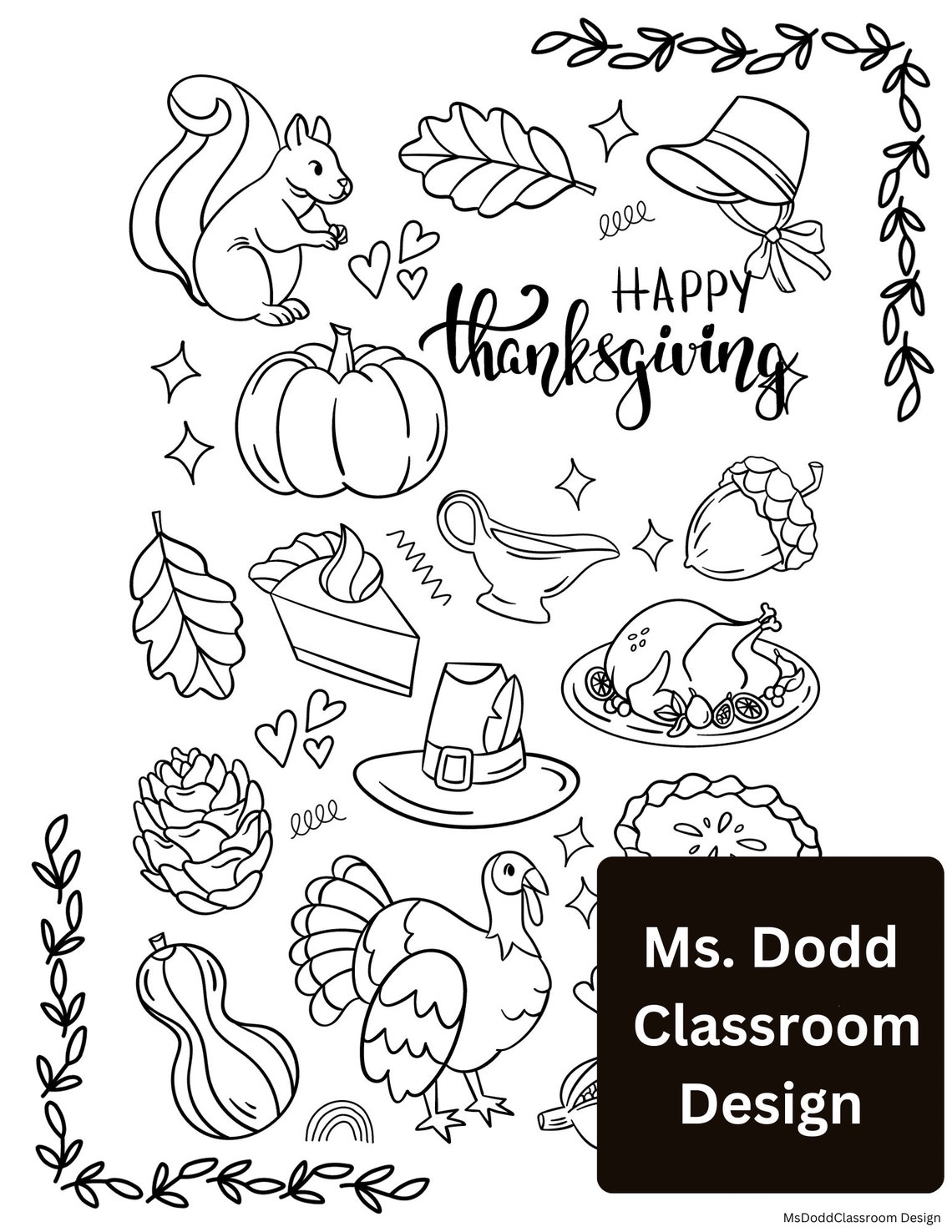 Happy Thanksgiving Coloring Worksheet - Etsy