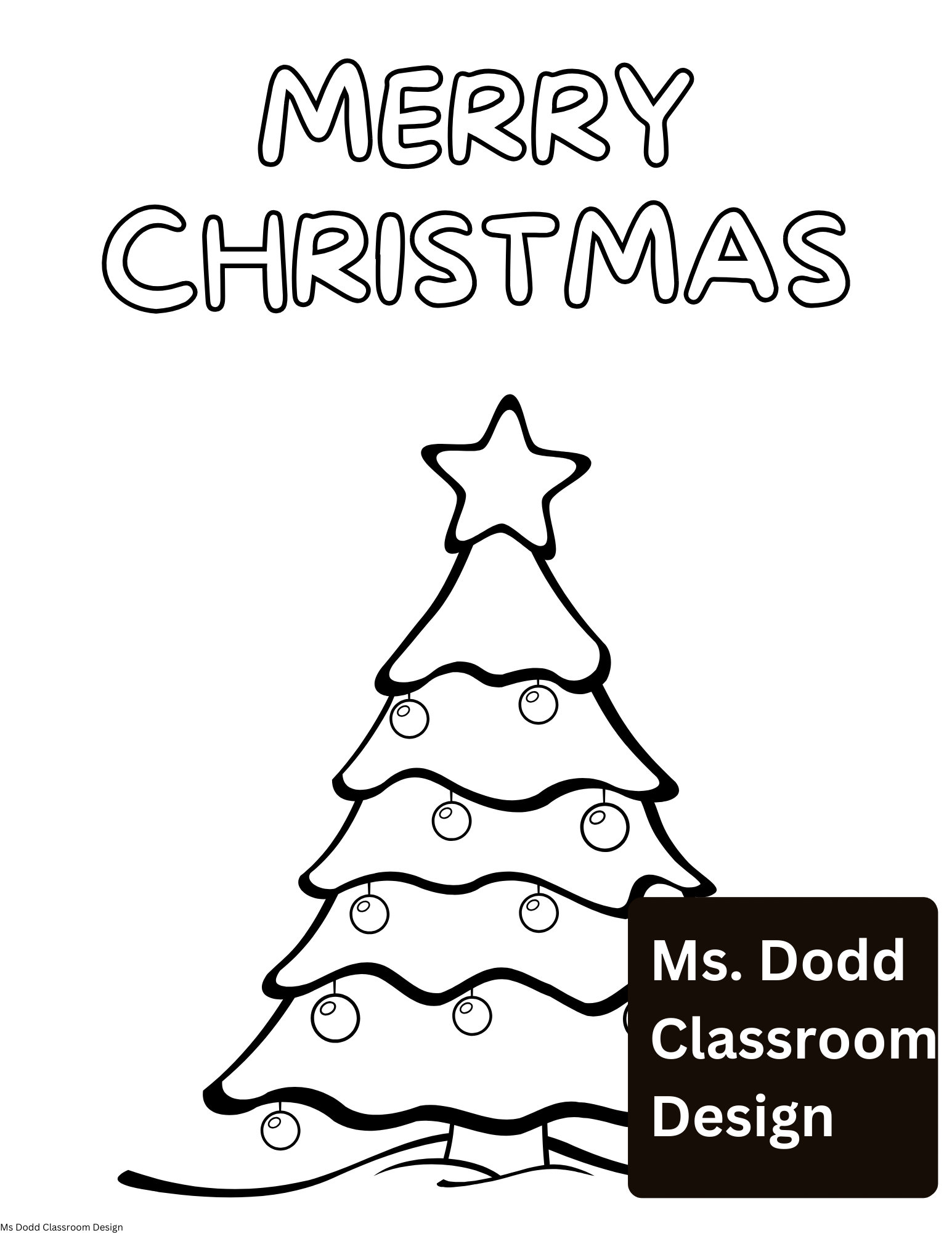 Festive Christmas Tree Coloring Page, Merry Christmas Activity for