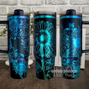 Custom Sunflower Tumbler, Personalized Engraved Stainless Steel Mug, Insulated Drinkware, Gift for Sunflower Lovers, Nature Fans