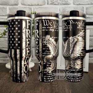 Laser Engraved Patriotic Eagle Tumbler: 40oz Insulated Stainless Steel