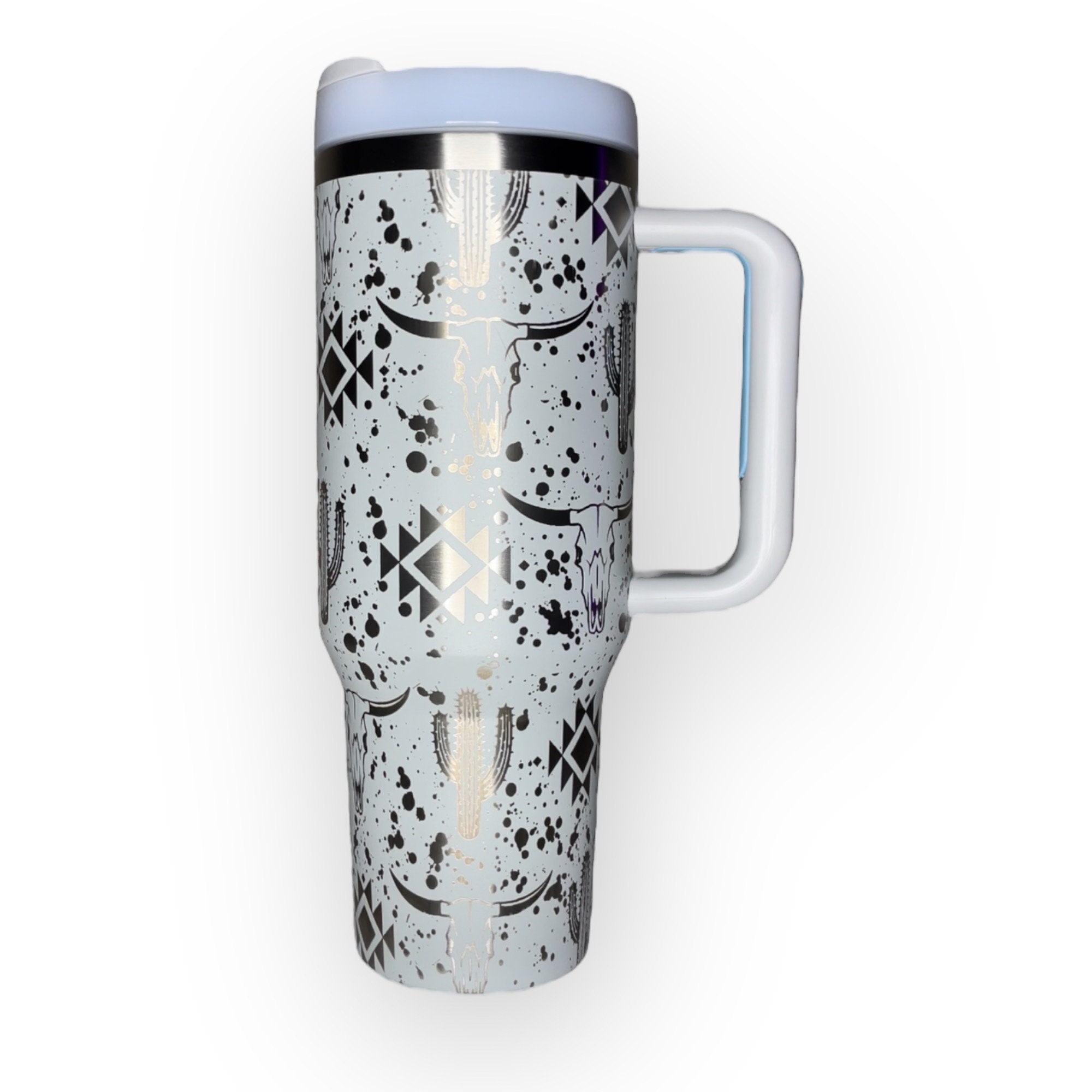 Customized 40oz Tumbler with Handle - Western Engraved Design
