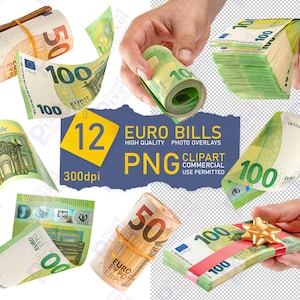 Könnte beinhalten: Zwölf Bilder von Euro-Scheinen in verschiedenen Posen, darunter aufgerollt, aufgefächert und in der Hand gehalten. Die Scheine sind alle 100-Euro-Scheine, mit Ausnahme eines Bildes, das einen 50-Euro-Schein zeigt. Die Bilder sind von hoher Qualität und für kommerzielle Zwecke geeignet.