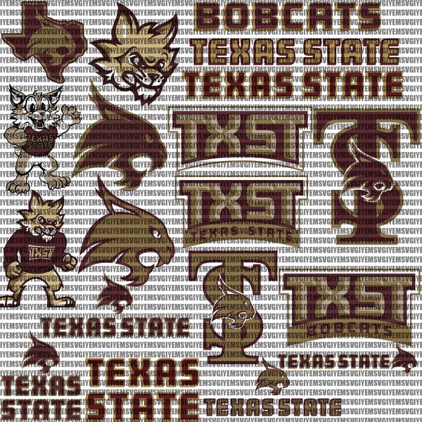 Texas State University SVG, Bobcats SVG, College, Athletics, Football, Basketball, TXST, Mom, Dad, Game Day, Instant Download.