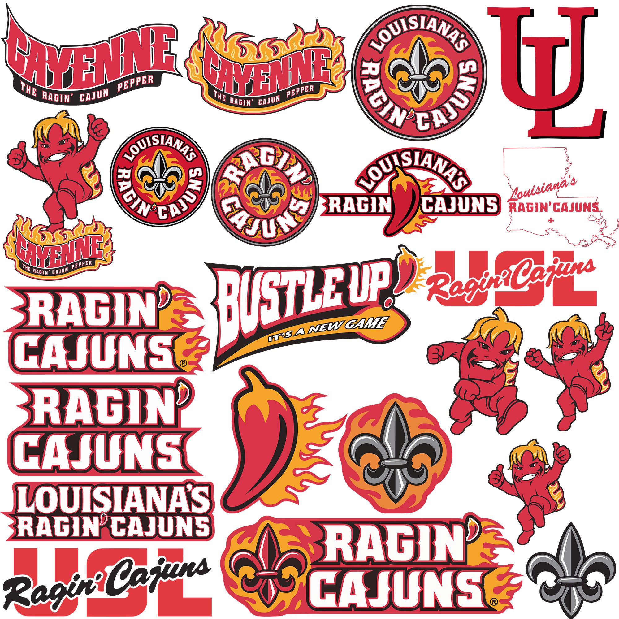 W Republic Apparel University of Louisiana UL Lafayette Ragin Cajuns College T-Shirt Red, XX-Large