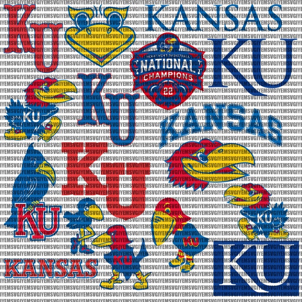 Kansas College SVG, Jayhawks SVG, Universidad, Atletismo, Fútbol, Baloncesto, KU, Mamá, Papá, Día del Juego, Descarga Instantánea.