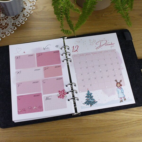 Terminplaner Kalendereinlagen Monatskalender girly pink 2024