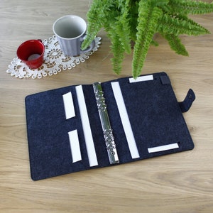 Ring binder A5 binder planner dark grey felt