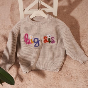 Personalized Big Sister Sweater: Embroidered Knit Toddler Gift