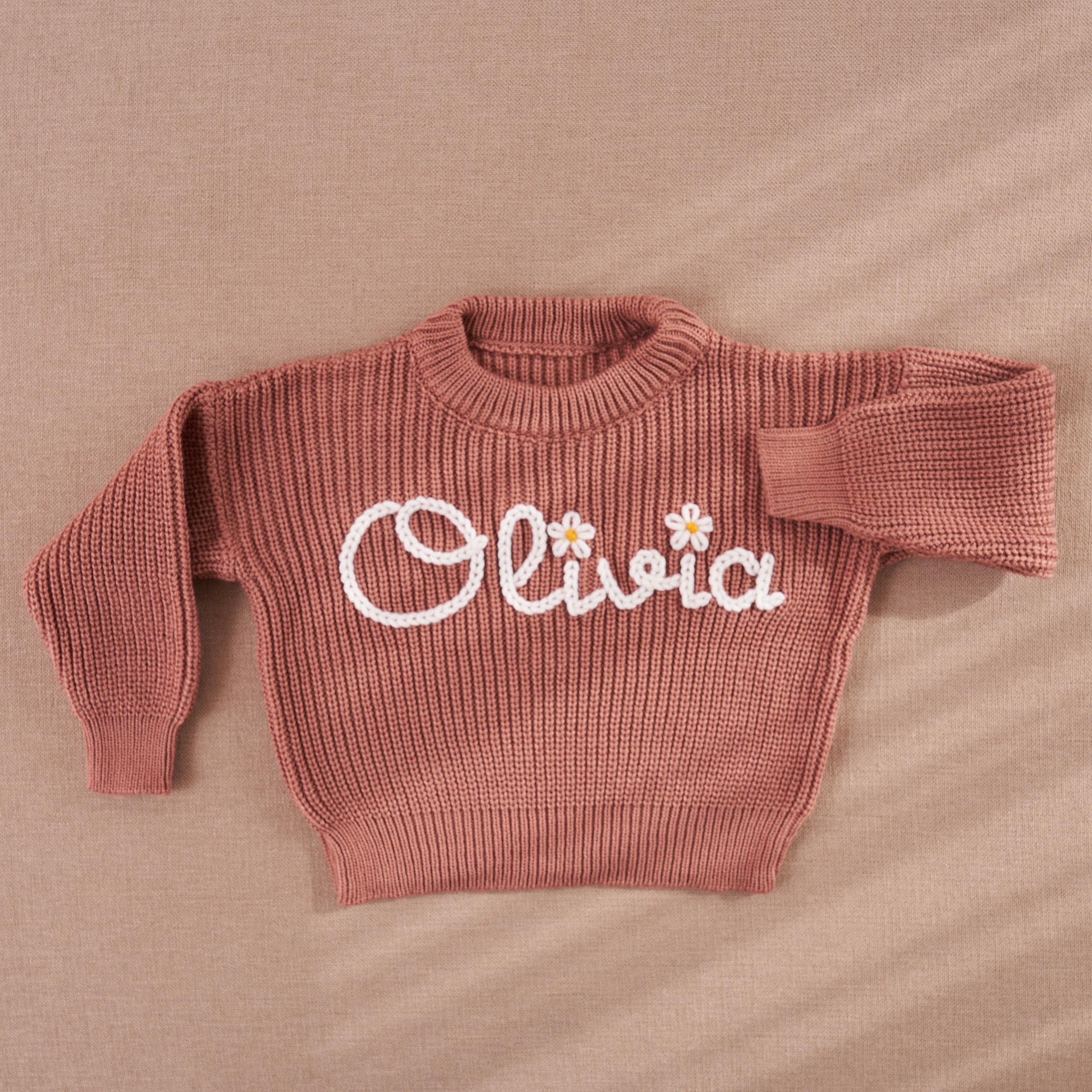 Big Sister Sweater, Personalized Baby Name Sweater, Knit Sweater Toddler, Embroidered Big Bro , Custom Baby Gifts Sweater with Name