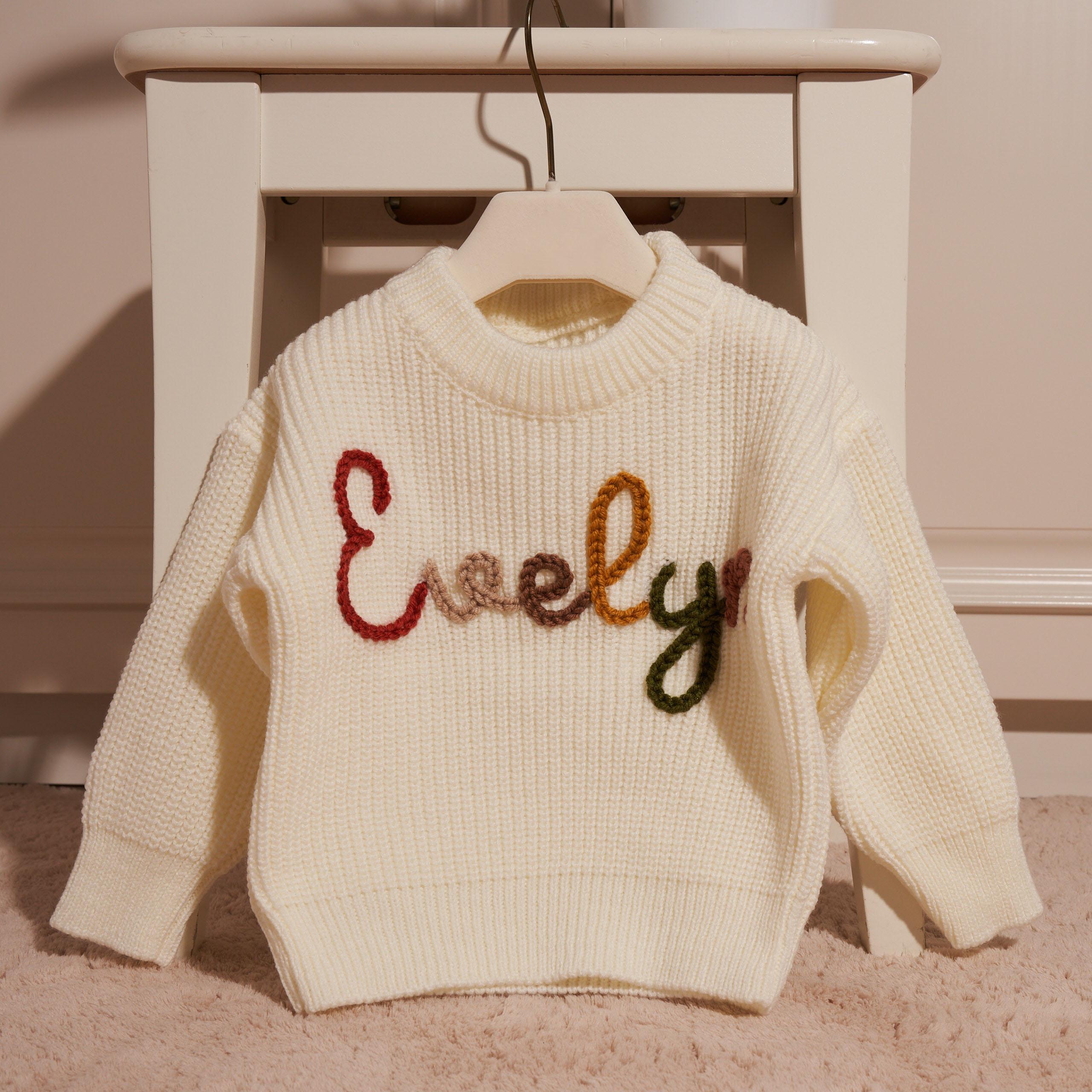 Big Sister Sweater, Personalized Baby Name Sweater, Knit Sweater Toddler, Embroidered Big Bro , Custom Baby Gifts Sweater with Name