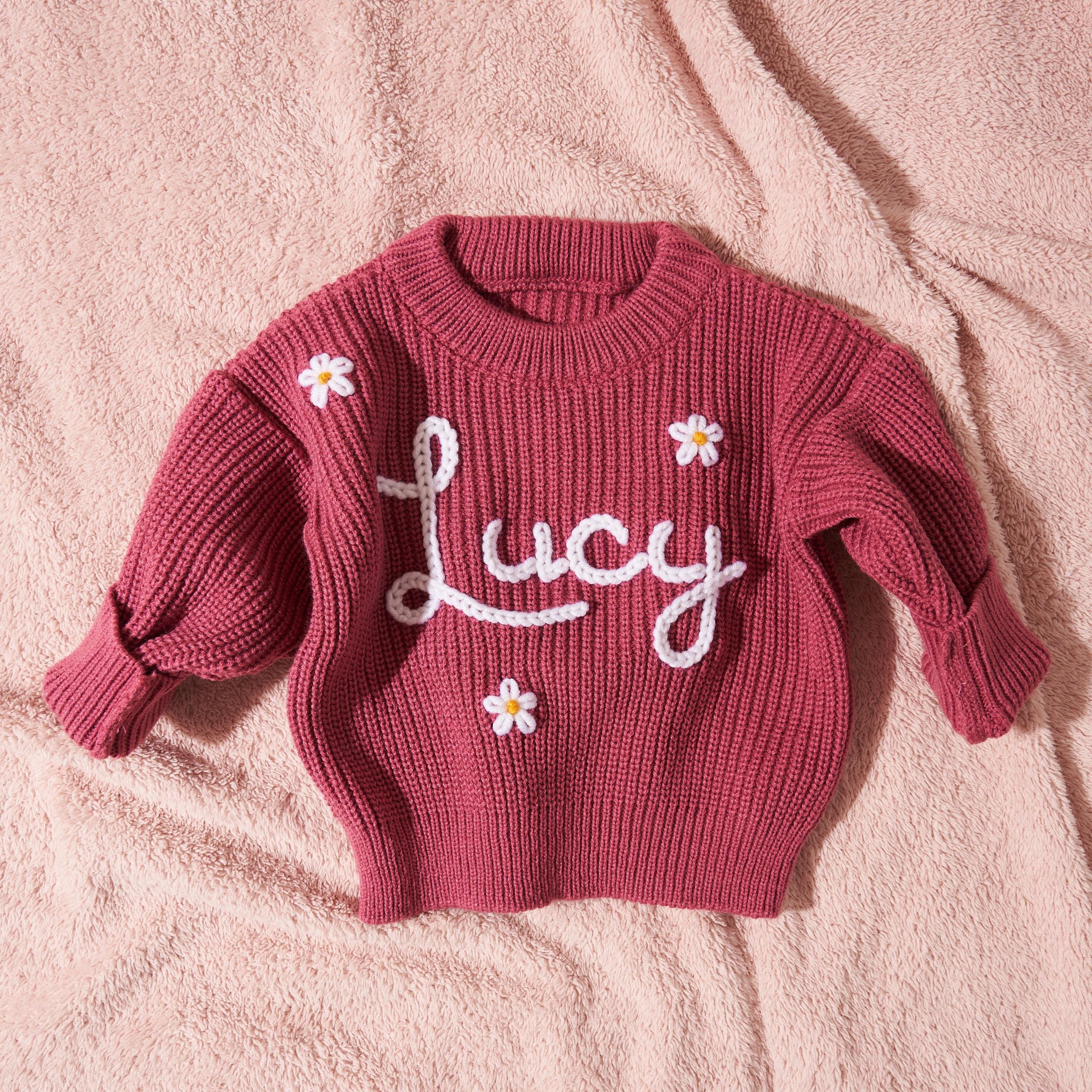 Big Sister Sweater, Personalized Baby Name Sweater, Knit Sweater Toddler, Embroidered Big Bro , Custom Baby Gifts Sweater with Name