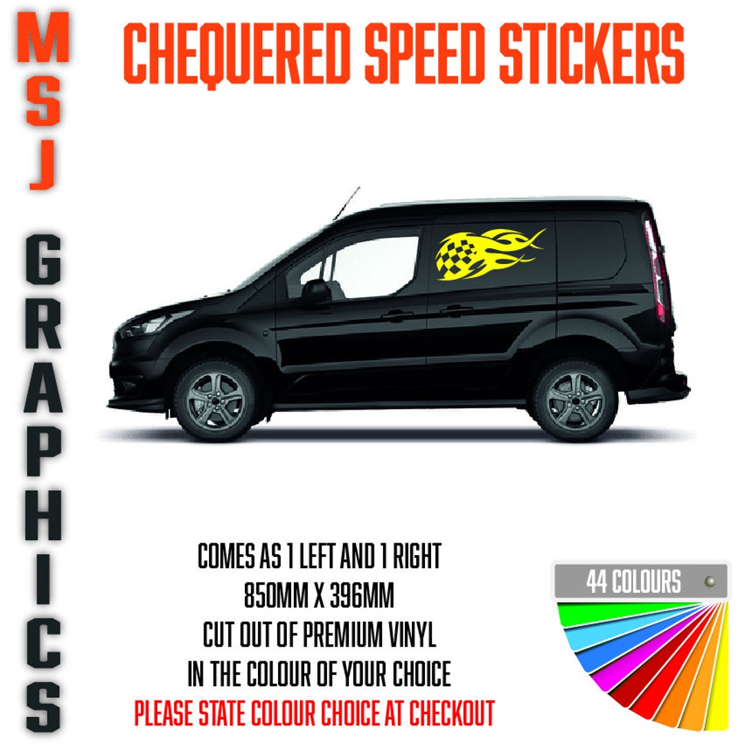 2x Chequered Speed Van Sticker Decal Car Truck Bike Adhesive Vinyl ...