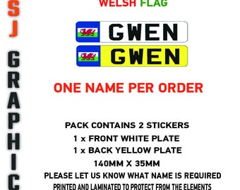 Wales Flag Kids Ride on Personalised numberplate sticker custom MRIDE05